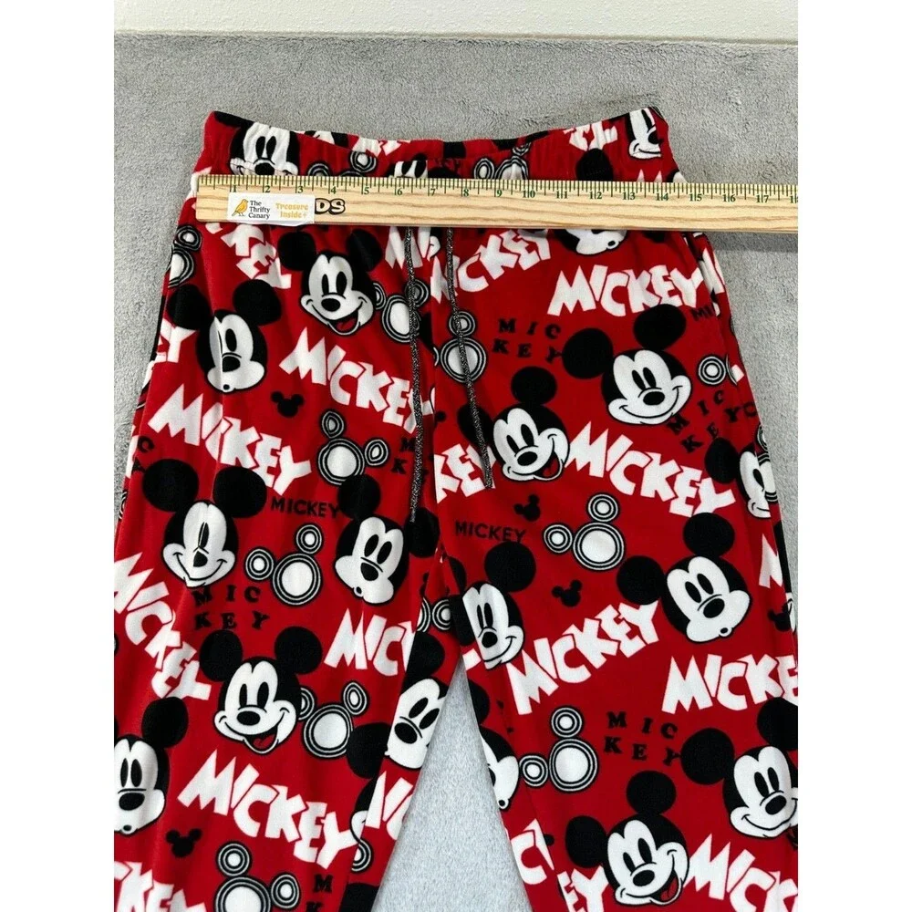 Disney Mickey Mouse Pajama Pants Women’s Small Brilliant Red Fleece Sleepwear - Picture 6 of 9